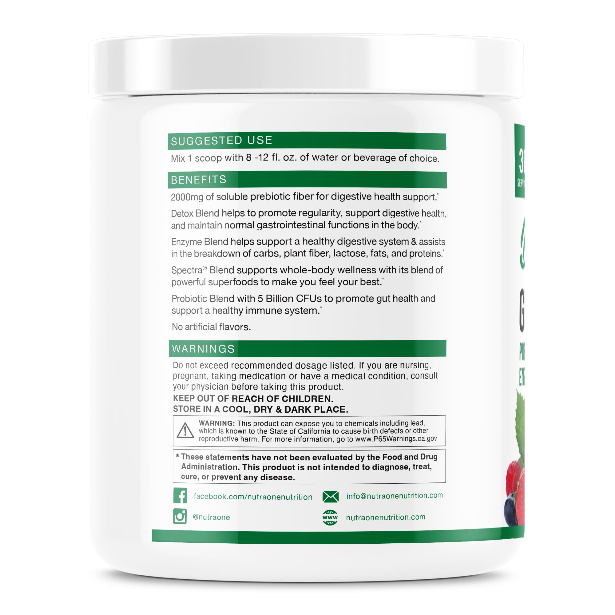 DetoxOne Daily Gut Health Powder* |  Supports Normal/Healthy Digestive Function*| Promotes Detoxification*| Boost Energy & Improves Nutrient Absorption*