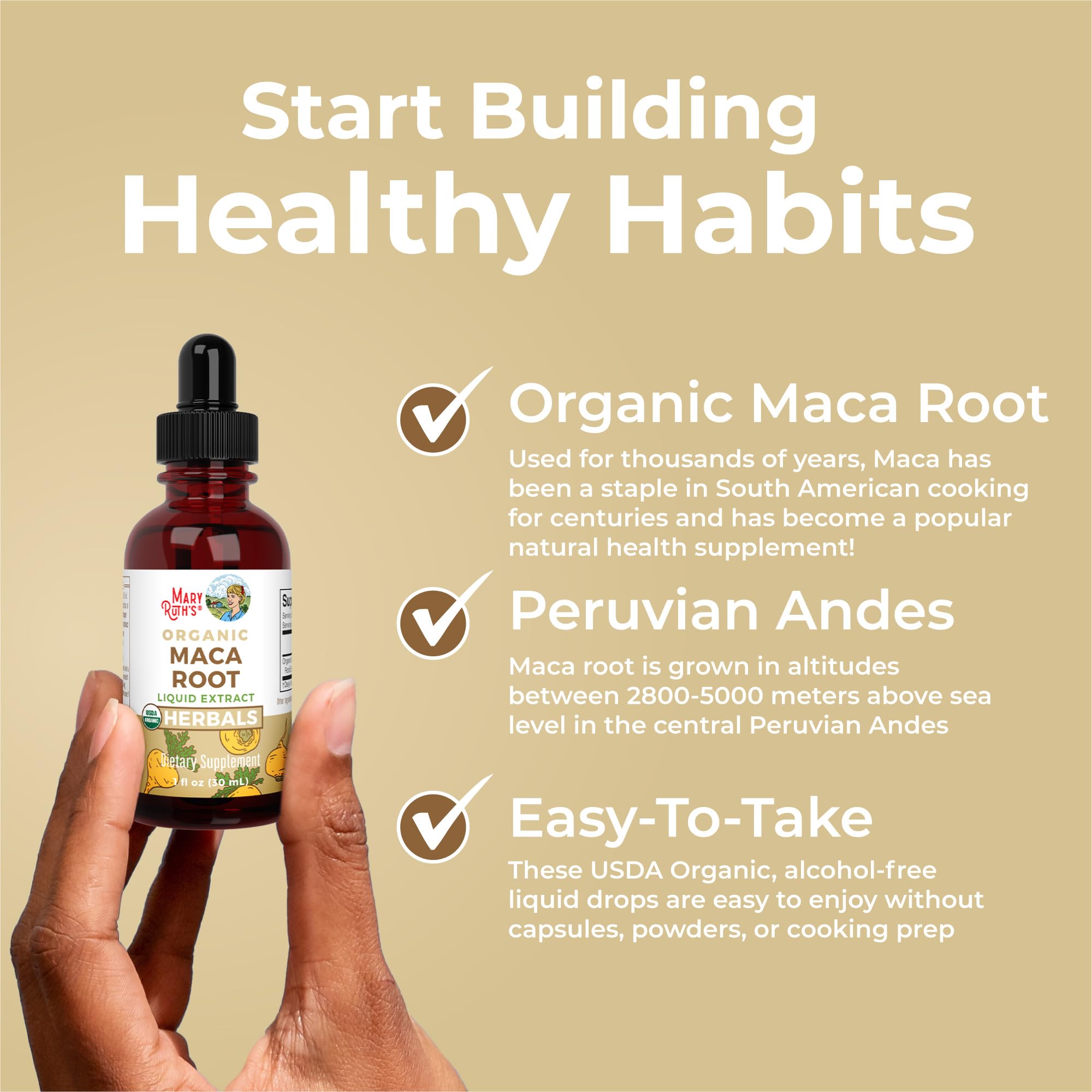MARYRUTH'S USDA Organic Maca Root Liquid Drops | Vegan | Non-GMO | Gluten Free | Alcohol Free | 1 Fl Oz