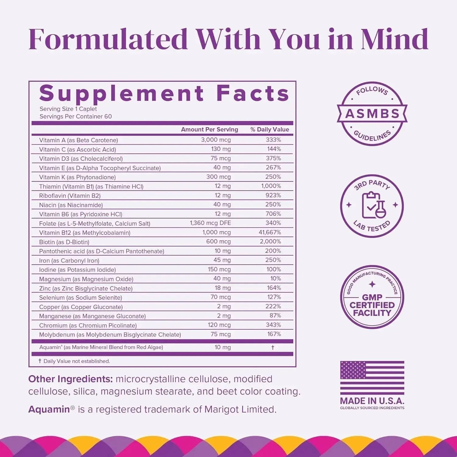BariMelts Once Daily Bariatric Multivitamin with Iron, 60 Easy-Swallow Caplets (2-Month Supply), Multivitamin for Women, Multimineral Complex BariMelts Au supplements