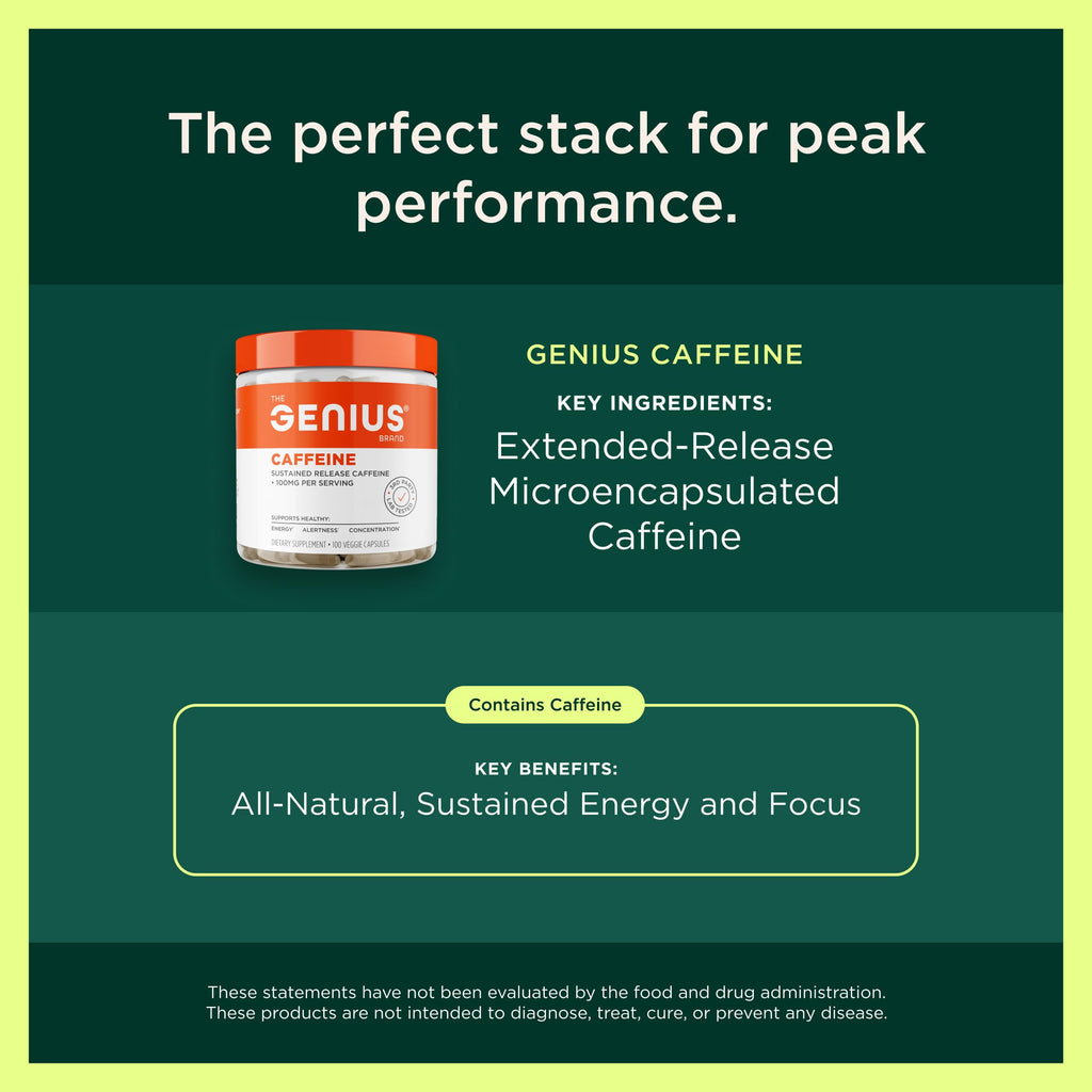 Genius Thermogenic Fat Burner, 60 Diet Veggie Pills - Weight Loss & Metabolism Supplement, Appetite Suppressant & Energy Booster - Caffeine-Free Nootropic Focus & Brain Boost - Ashwagandha & TeaCrine The Genius Brand Au supplements