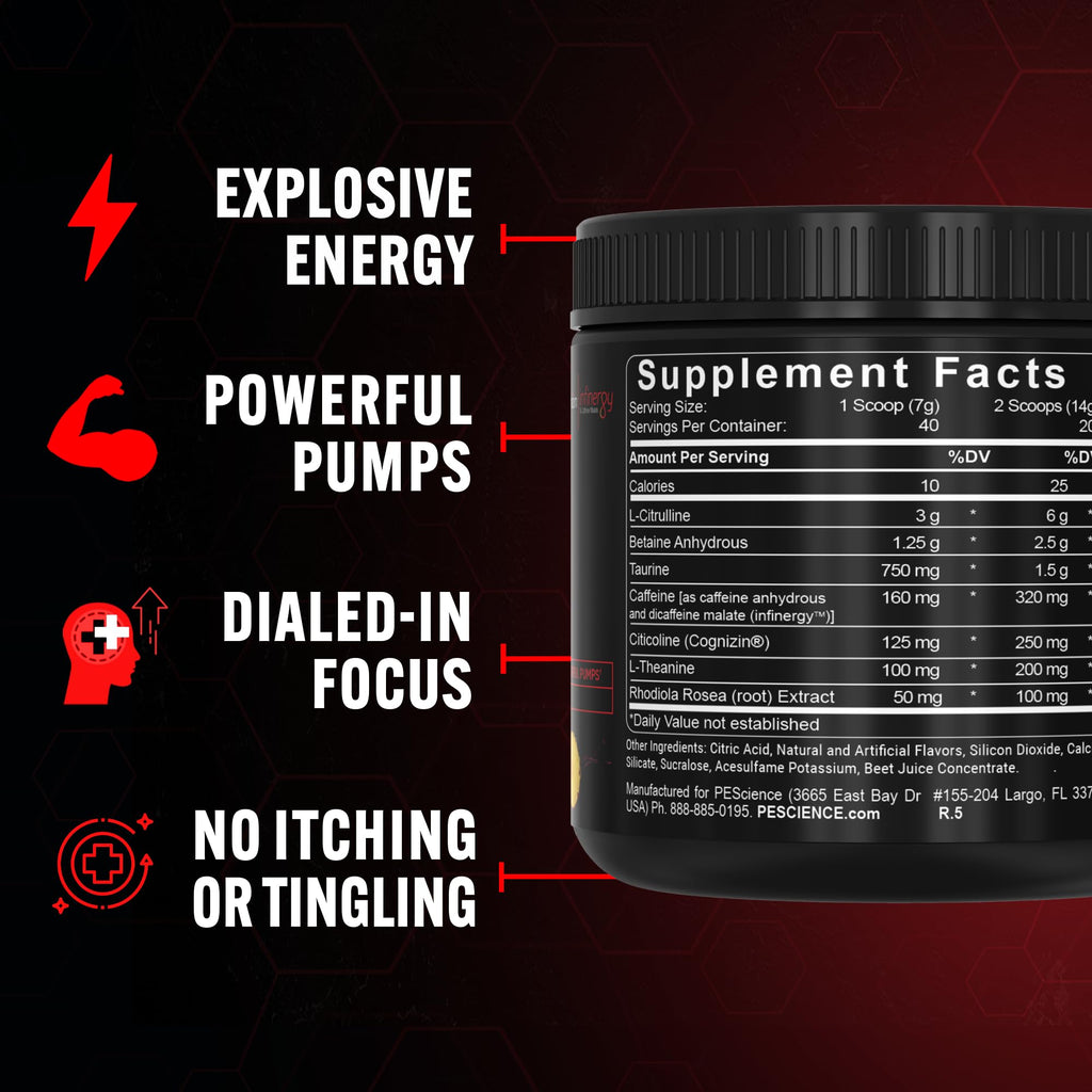 PEScience Prolific Pre Workout Powder for Men & Women with L-Citrulline Nitric Oxide Booster, Energy Powder & Nootropic for Focus – Preworkout Without Beta Alanine – 40 Scoops, Mango Splash PEScience Au supplements