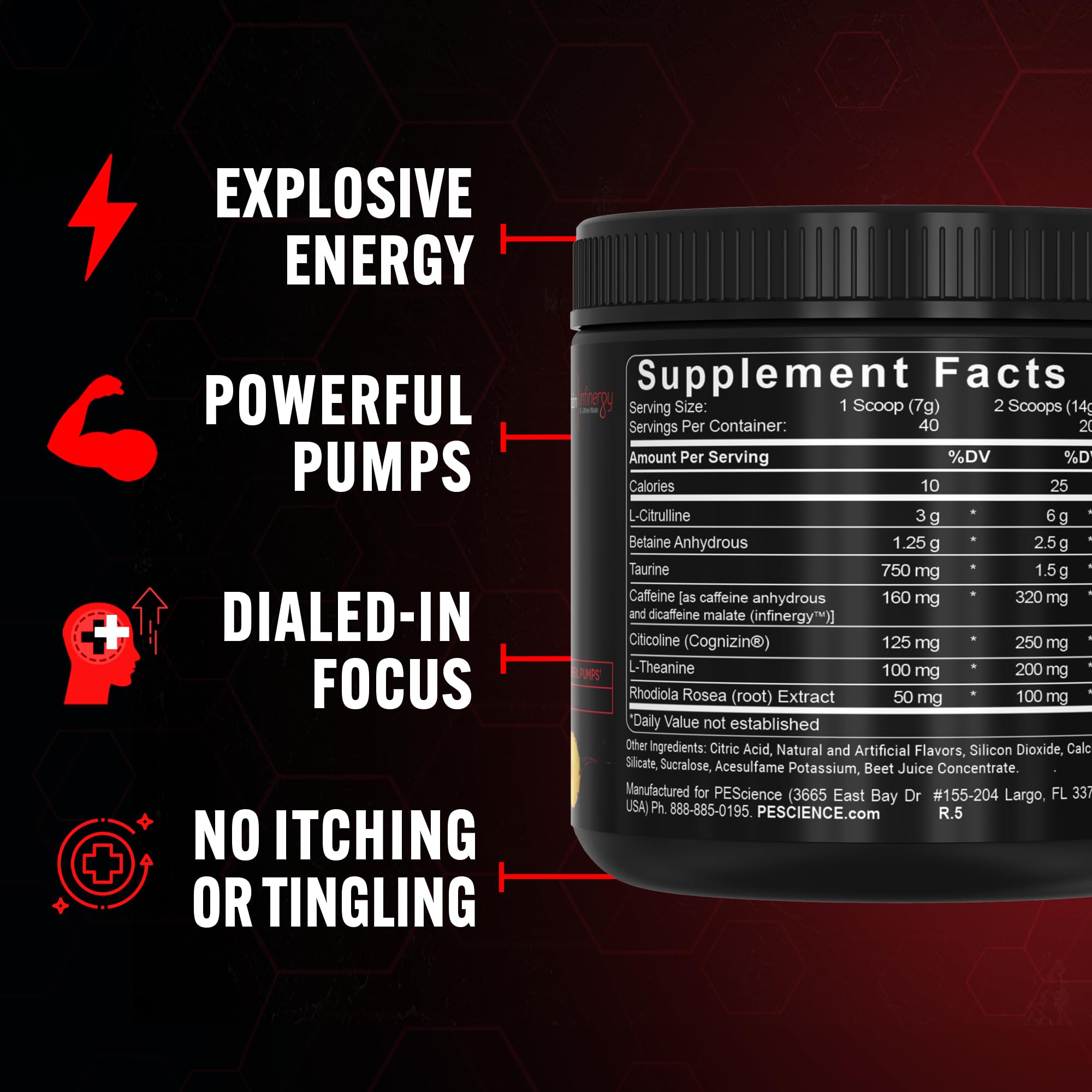 PEScience Prolific Pre Workout Powder for Men & Women with L-Citrulline Nitric Oxide Booster, Energy Powder & Nootropic for Focus – Preworkout Without Beta Alanine – 40 Scoops, Mango Splash PEScience Au supplements