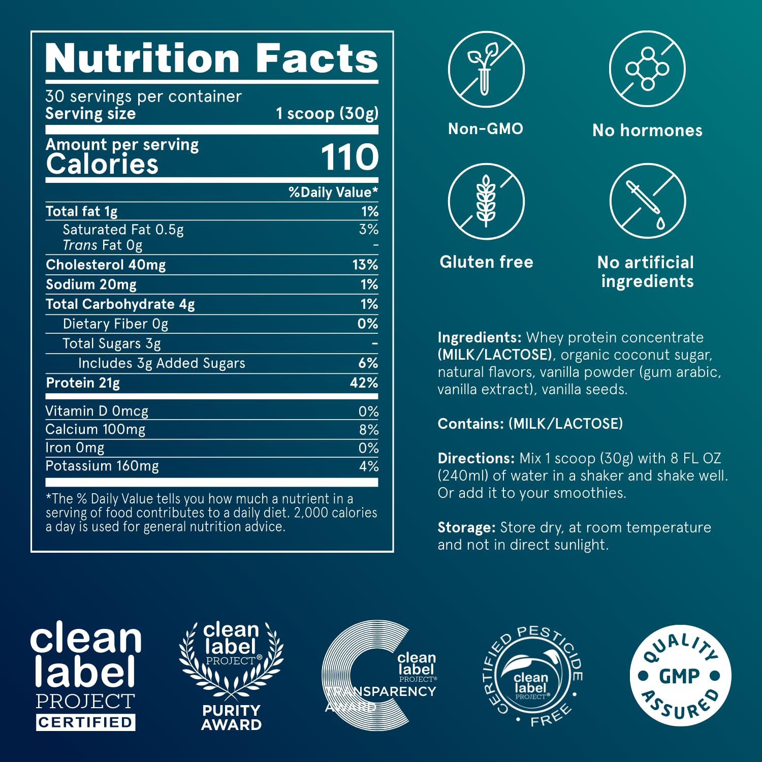 Puori Whey Protein Powder, Bourbon Vanilla - PW1 Pasture-Raised, Grass-Fed Whey Protein Powder Drink Mix containing BCAA Amino Acids - Post-Workout Supplement