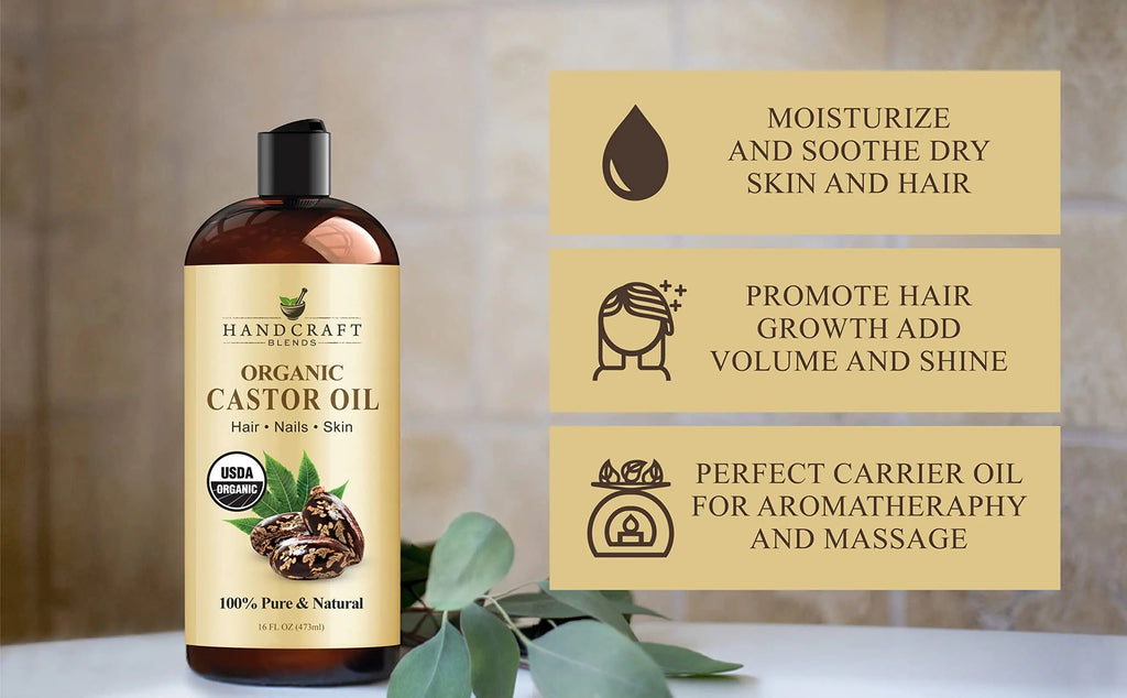 Handcraft Blends Organic Castor Oil for Hair Growth, Eyelashes and Eyebrows - 100% Pure Handcraft Blends Au supplements