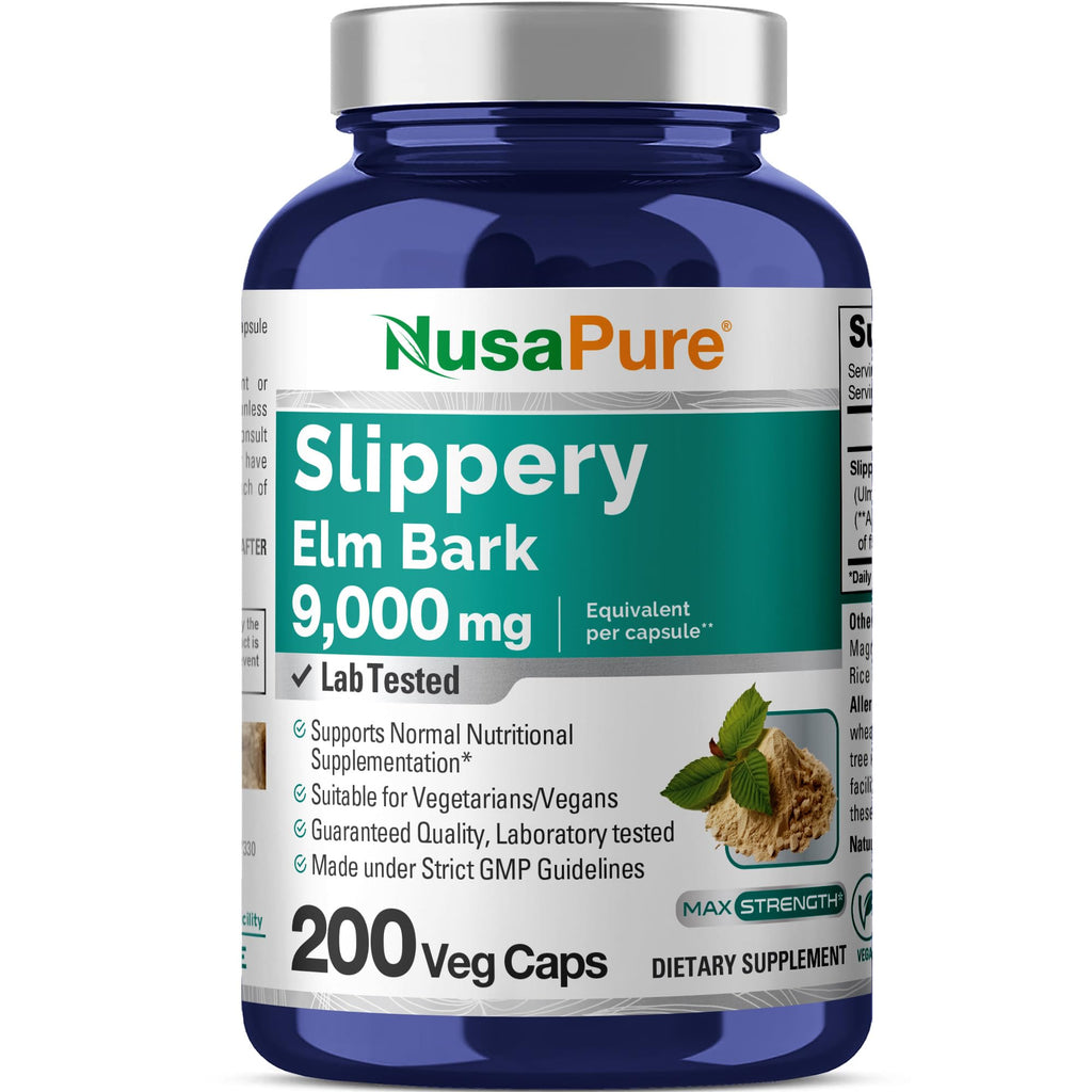 NusaPure Slippery Elm Bark 20:1 Extract, 450 mg Equivalent to 9,000mg 200 Veggie Capsules (Non-GMO, Vegan) NusaPure Au supplements