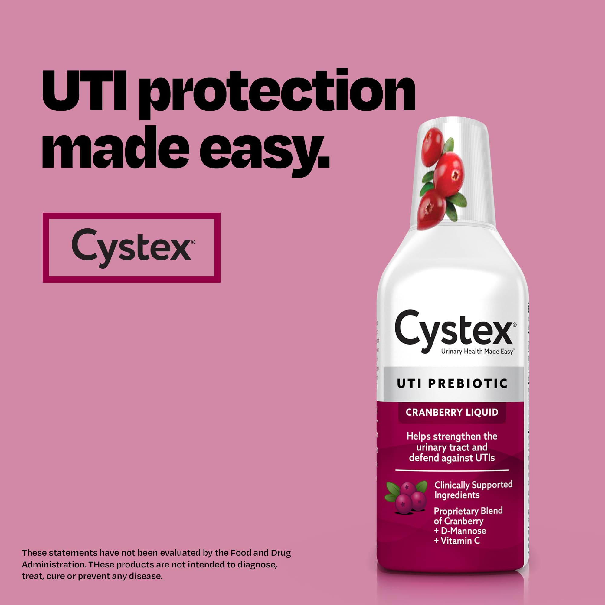 Cystex Urinary Tract Infection Support & Prevention - Cranberry Prebiotic Supplement with D-Mannose & Vitamin C for UTI Protection & Urinary Health Maintenance - 7.6 fl oz (Pack of 2) Cystex Au supplements