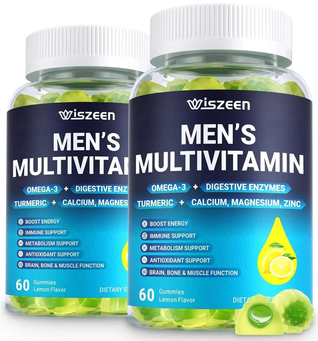 Mens Multivitamins Gummies, Methylated Multivitamin with Vitamins A C D K E, B Complex, Omega-3, Digestive Enzymes, Lycopene Wiszeen Au supplements