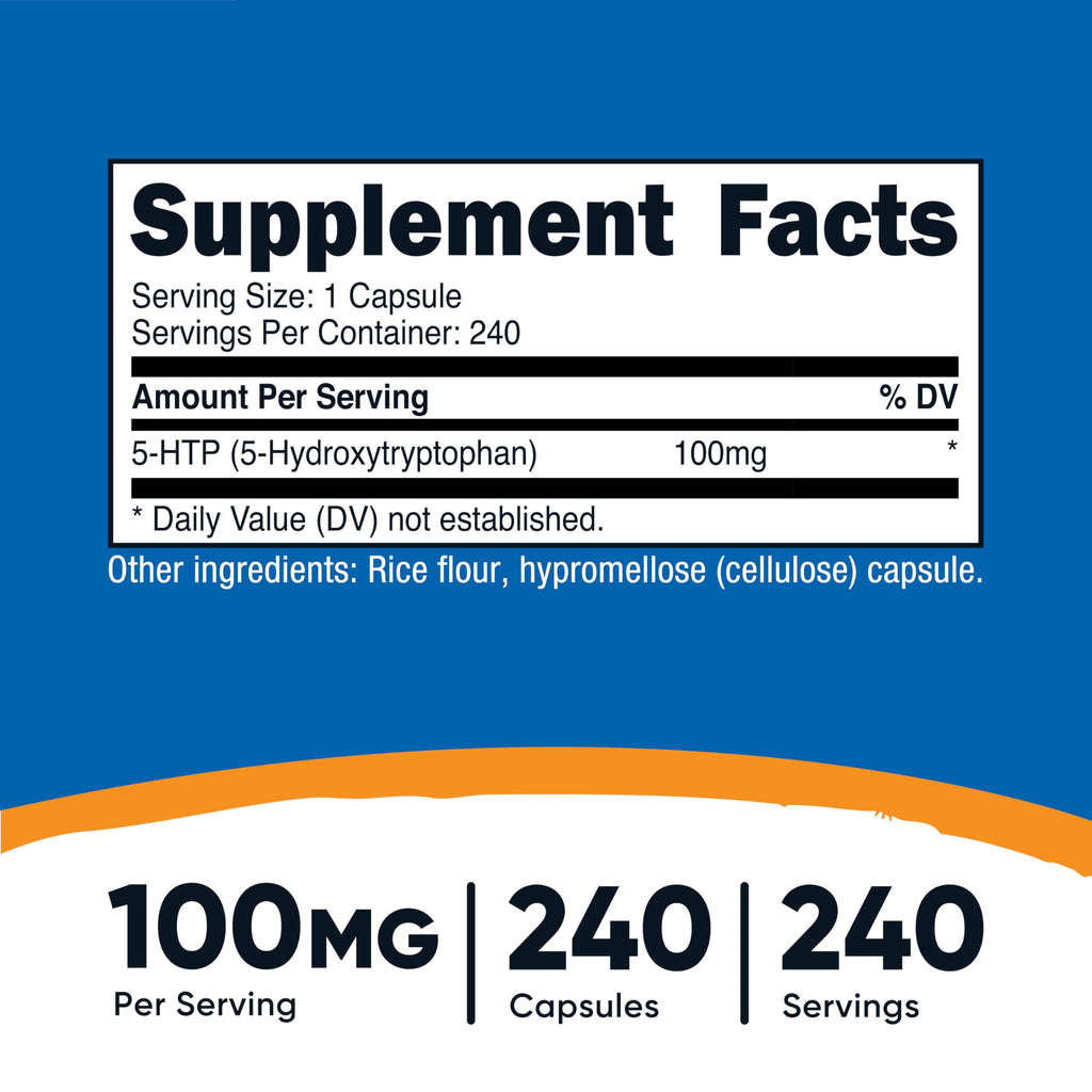 Nutricost 5-HTP 100mg, 240 Vegetarian Capsules (5-Hydroxytryptophan) - Non-GMO & Gluten Free