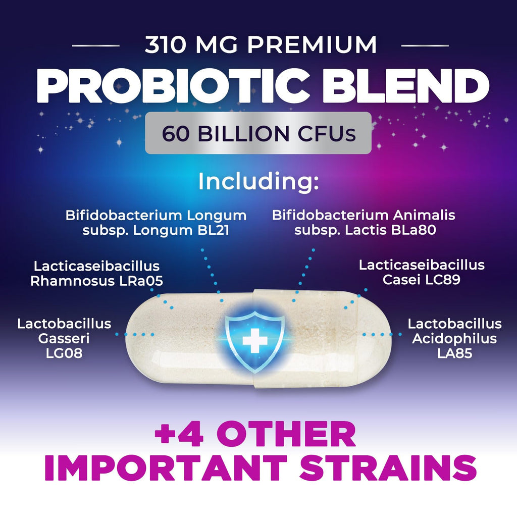 Probiotics 60 Billion CFU - 10 Strains + Digestive Enzymes & Prebiotics - Best Probiotic for Women & Men, Supports Immune, Gut Health, Occasional Constipation, Diarrhea, Gas & Bloating - 60 Capsules Nature's Peak Au supplements
