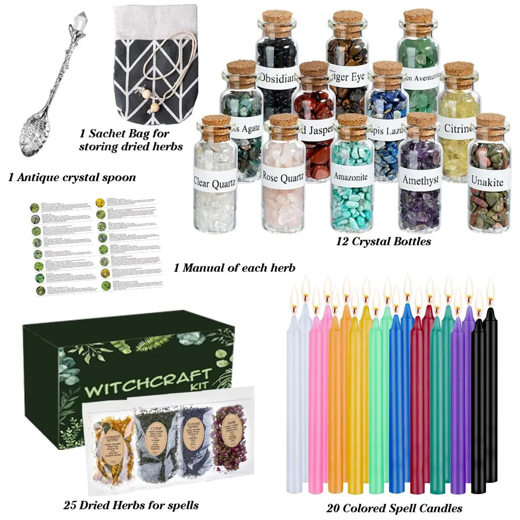 JUSTASHOW 61PCS Witchcraft Supplies for Wiccan Spells, Witchcraft Starter Kit, Spell Candles JUSTASHOW Au supplements