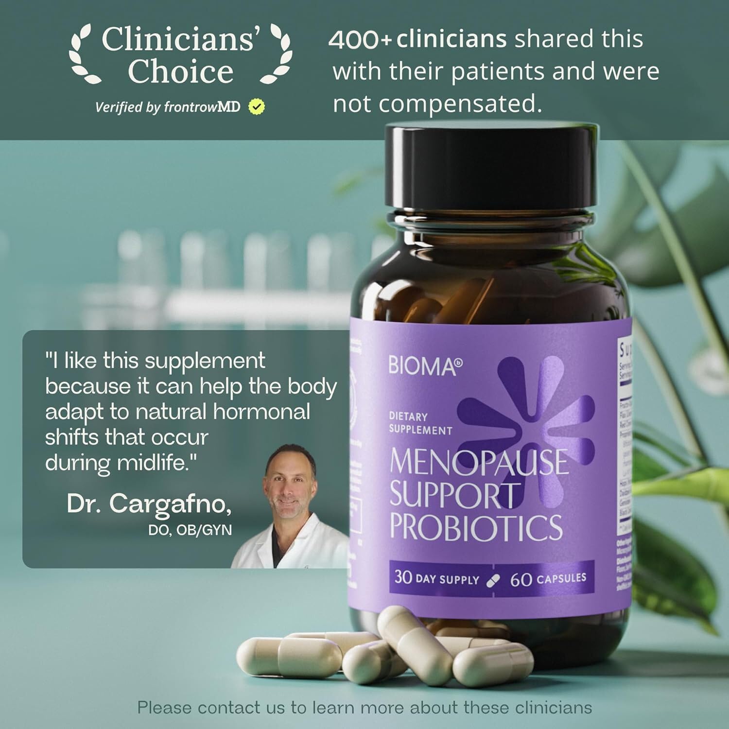 BIOMA Menopause Support Probiotics for Women - Hormone Free Hot Flash & Night Sweat Relief - Gut-Hormone Balance with Phytoestrogens, BB536, Delayed Release (60 Capsules - 30 Day Supply) BIOMA Au supplements