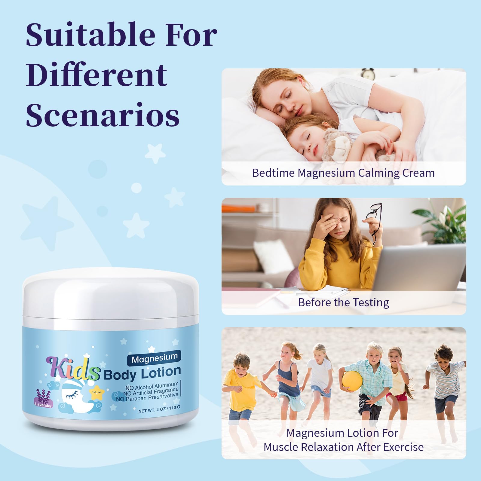 RodPere Magnesium Lotion for Kids & Babies, Bedtime Magnesium Cream for Sleep, Leg Cramps, Lavender Calming Magnesium Oil Lotion for Bone & Muscle Relaxation, Apply to Feet, Legs, Body, 4 OZ. RodPere Au supplements