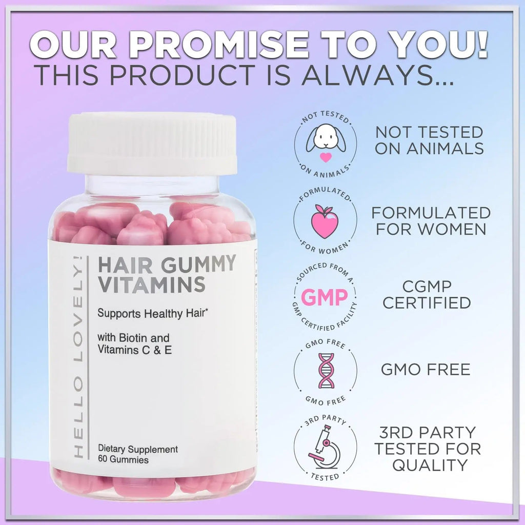 Hello Lovely! Hair Vitamins Gummies with Biotin 5000 mcg Vitamin E & C Support Hair Growt Hello Lovely! Au supplements