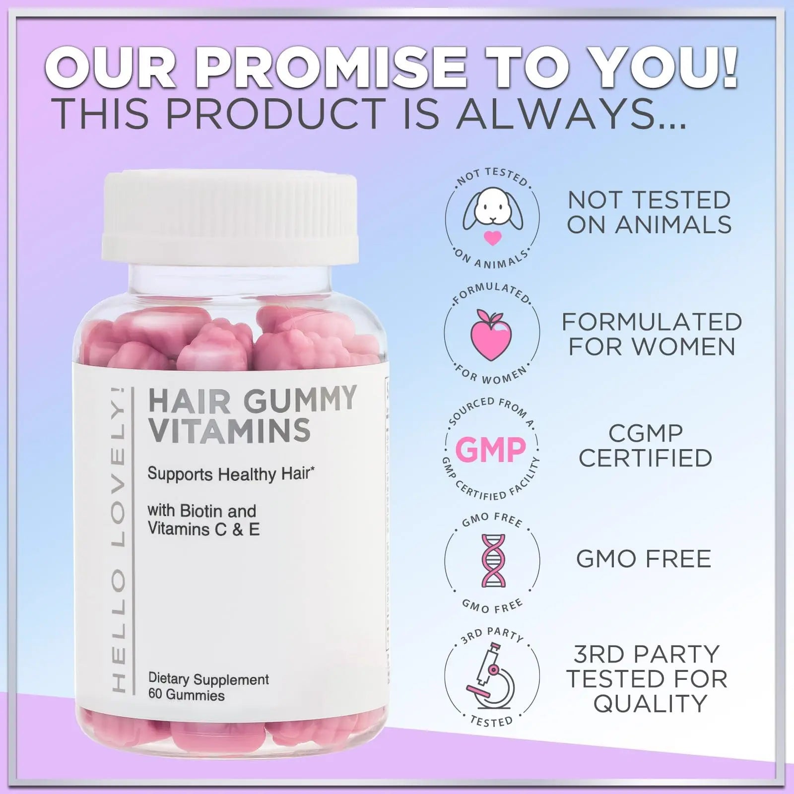 Hello Lovely! Hair Vitamins Gummies with Biotin 5000 mcg Vitamin E & C Support Hair Growt Hello Lovely! Au supplements