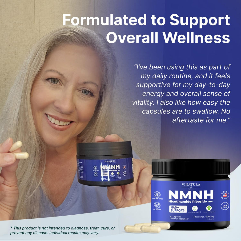 VINATURA NMNH (NMN Supplement Alternative) Nicotinamide Riboside & TMG - NAD Supplement for Anti-Aging - 60 Capsules VINATURA Au supplements