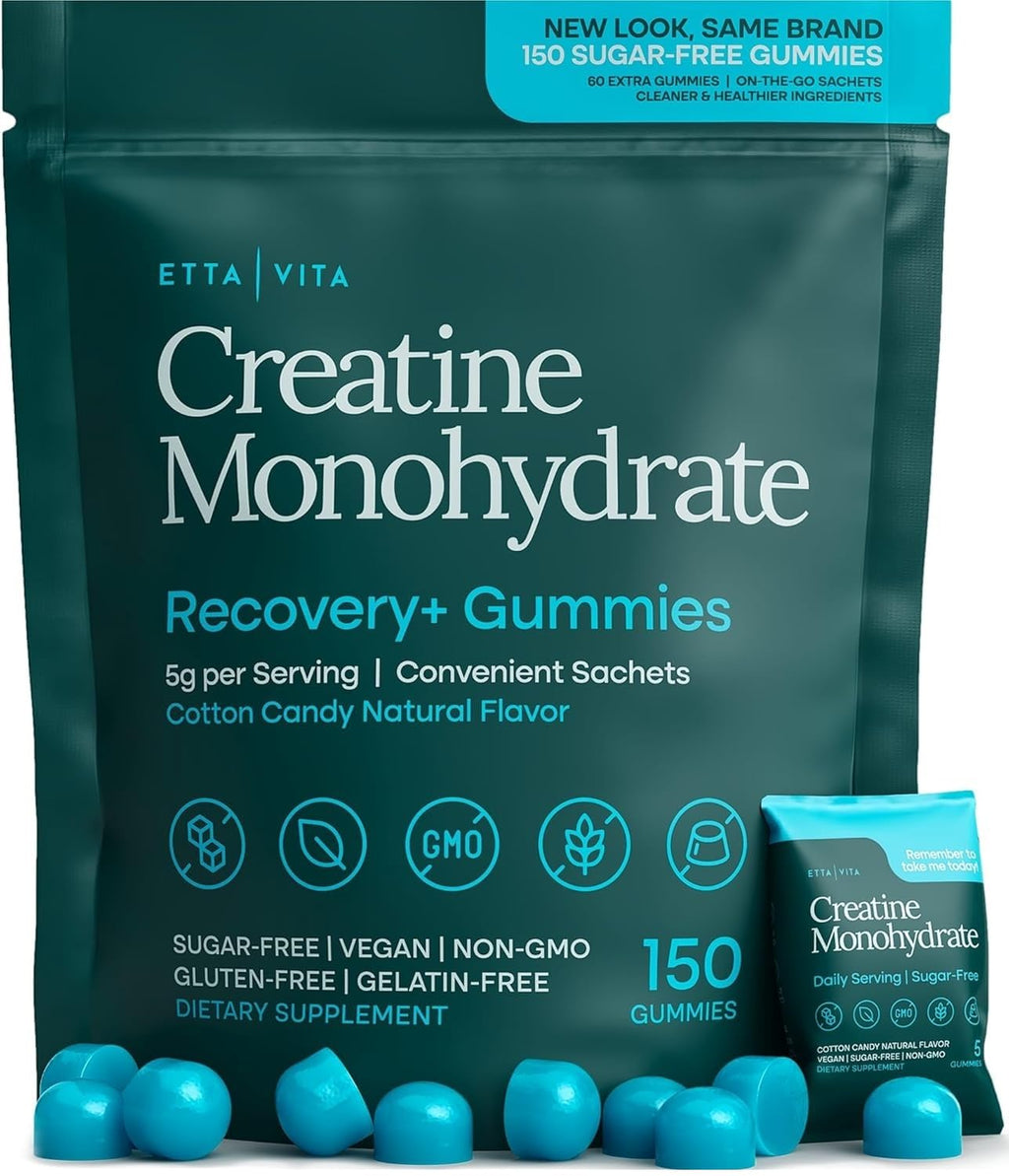 Sugar-Free Creatine Monohydrate Gummies (5g Per Packet) - Potent Creatine Gummies for Men & Women, Supplement for Muscle Support, Cognitive Function - Non-GMO, Gluten-Free, Mucuna Pruriens Etta Vita Au supplements