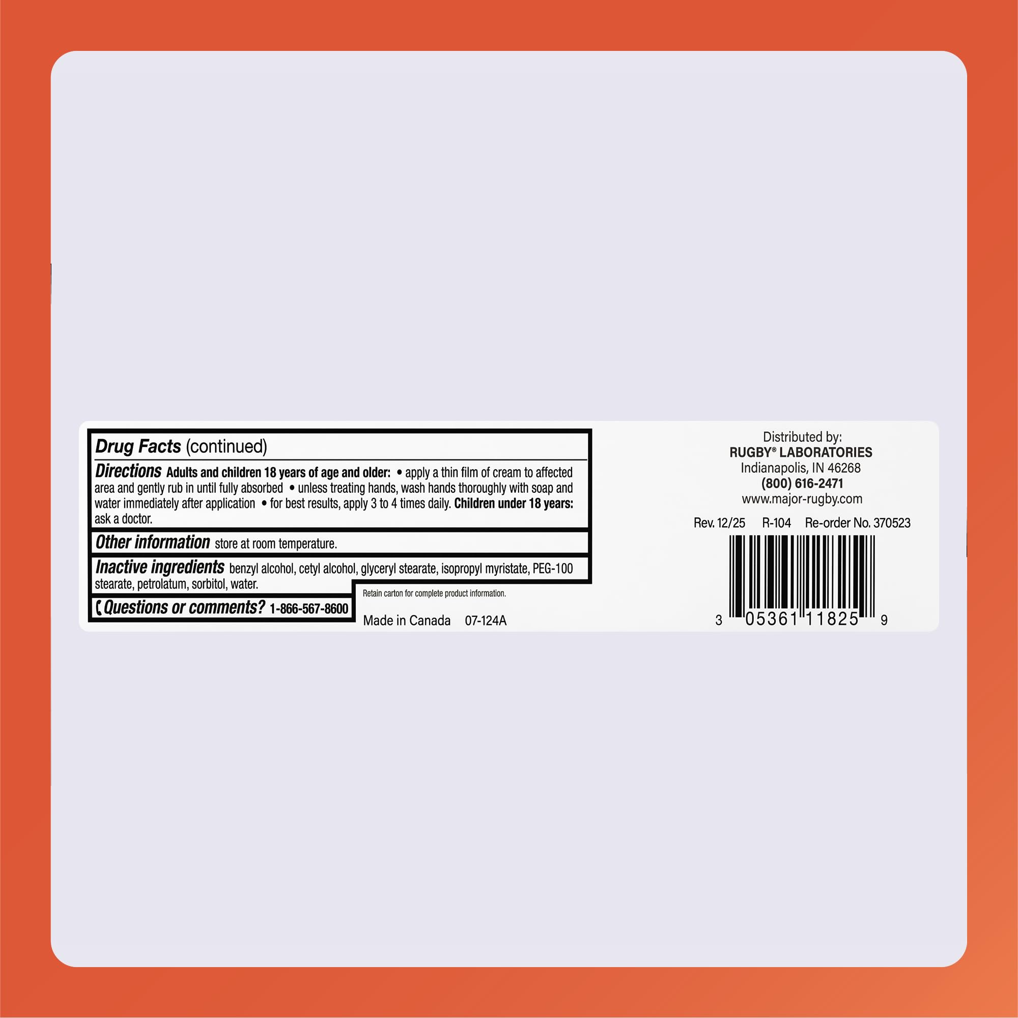 Rugby High Potency Capsaicin 0.075% Cream - Pain Relief Cream for Arthritis - 2 Oz (57g), (1 Pack) RUGBY LABORATORIES Au supplements