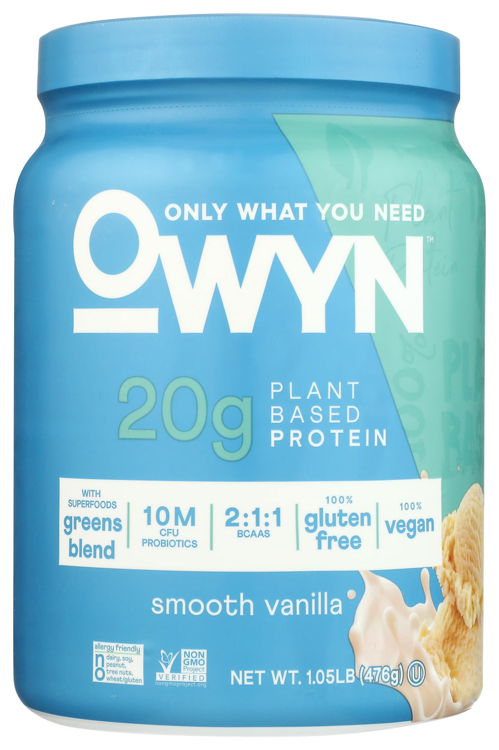 OWYN Only What You Need Plant-Based Protein Powder, Smooth Vanilla, 1.05 lbs