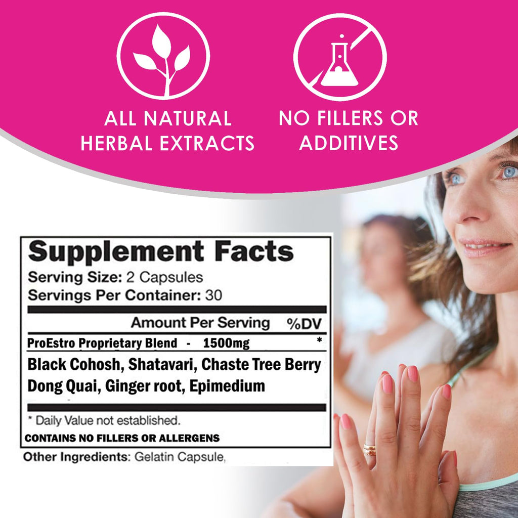 VH Nutrition PROESTRO | Estrogen Support* Supplement for Women | Extra Strength Hormone Balance* for Her | 60 Capsules in Easy to Swallow Pills VH Nutrition Au supplements