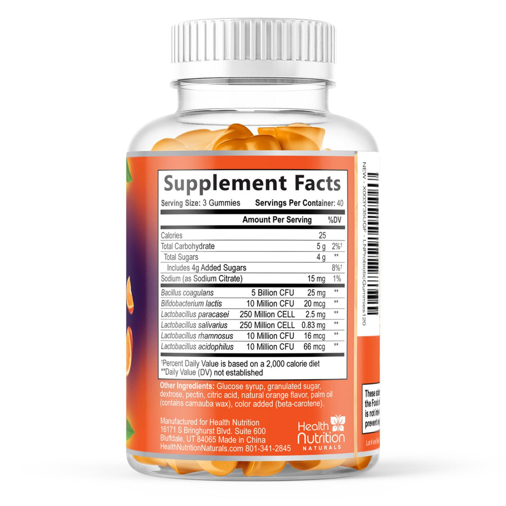 Probiotic Gummies - Advanced Multi-Strain Probiotic Formula - Gut & Digestive Health Support Gummy - Bacillus Coagulans 5 Billion CFU Per Serving, Daily Acidophilus Probiotics Supplement - 120 Gummies
