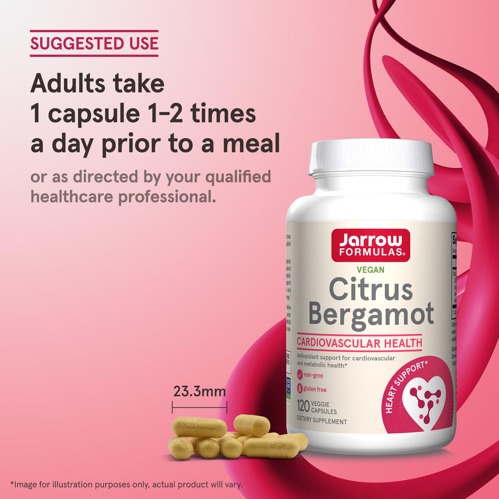 Jarrow Formulas Citrus Bergamot Supplement 500 mg - 120 Servings (Veggie Caps) - Antioxidant Support for Cardiovascular & Metabolic Health - Dietary Supplement