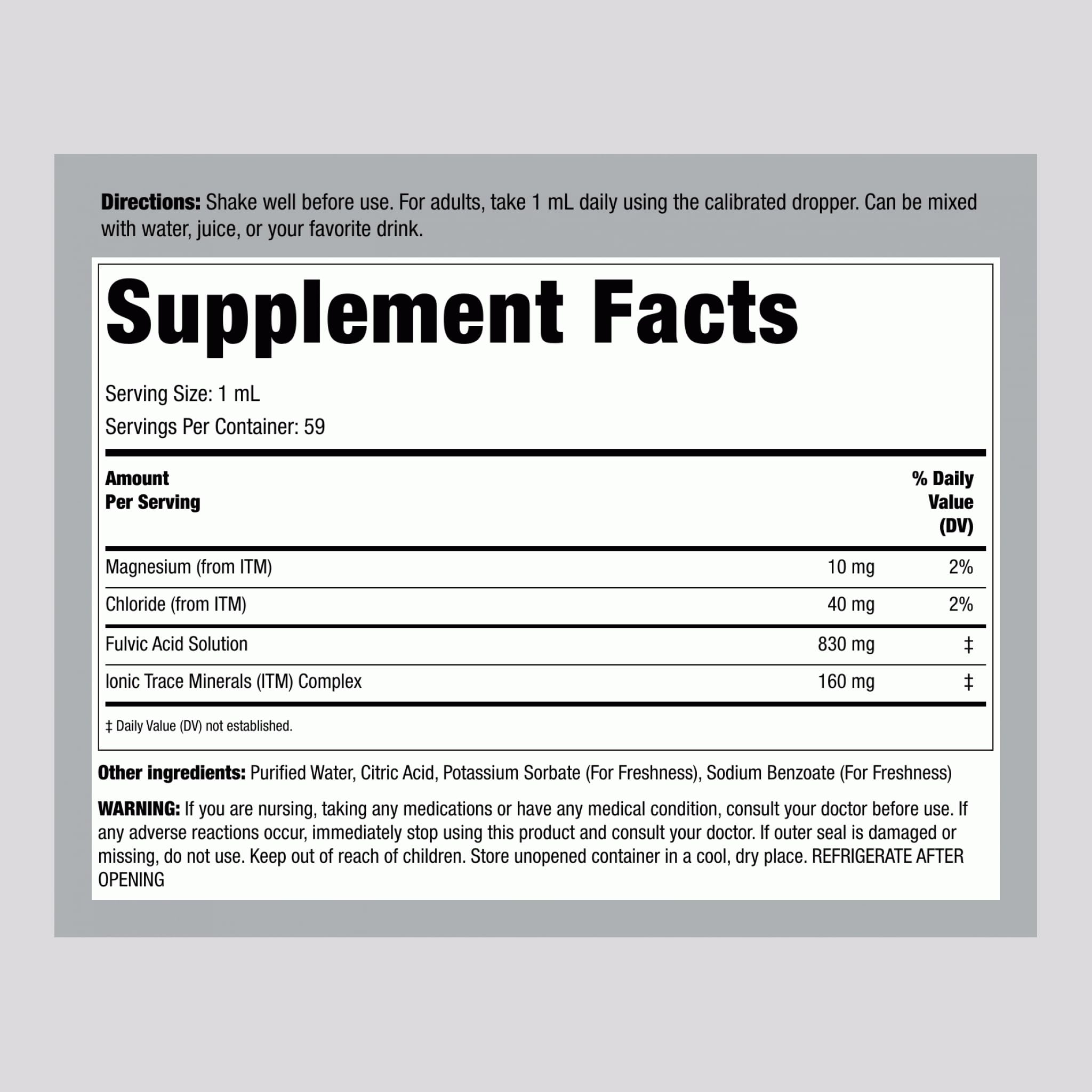 Piping Rock Liquid Fulvic Acid Drops | 2 fl oz | with Trace Minerals | Ionic Supplement | Vegetarian, Non-GMO & Gluten Free