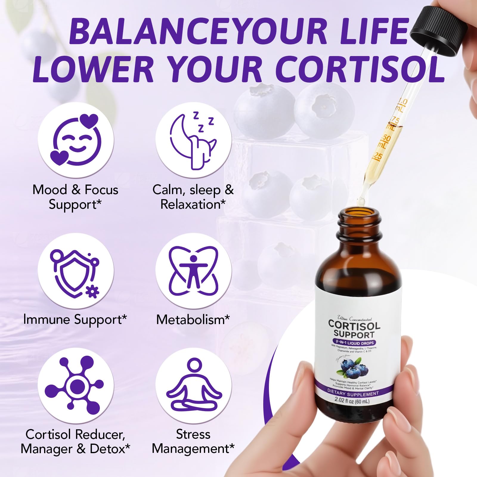 ZIXBMHYJ Cortisol Supplement for Women, Cortisol Support Liquid Drops with Ashwagandha, Magnesium & L-Theanine - Supports Stress Relief, Mood & Relaxation - 2.02 fl oz ZIXBMHYJ Au supplements