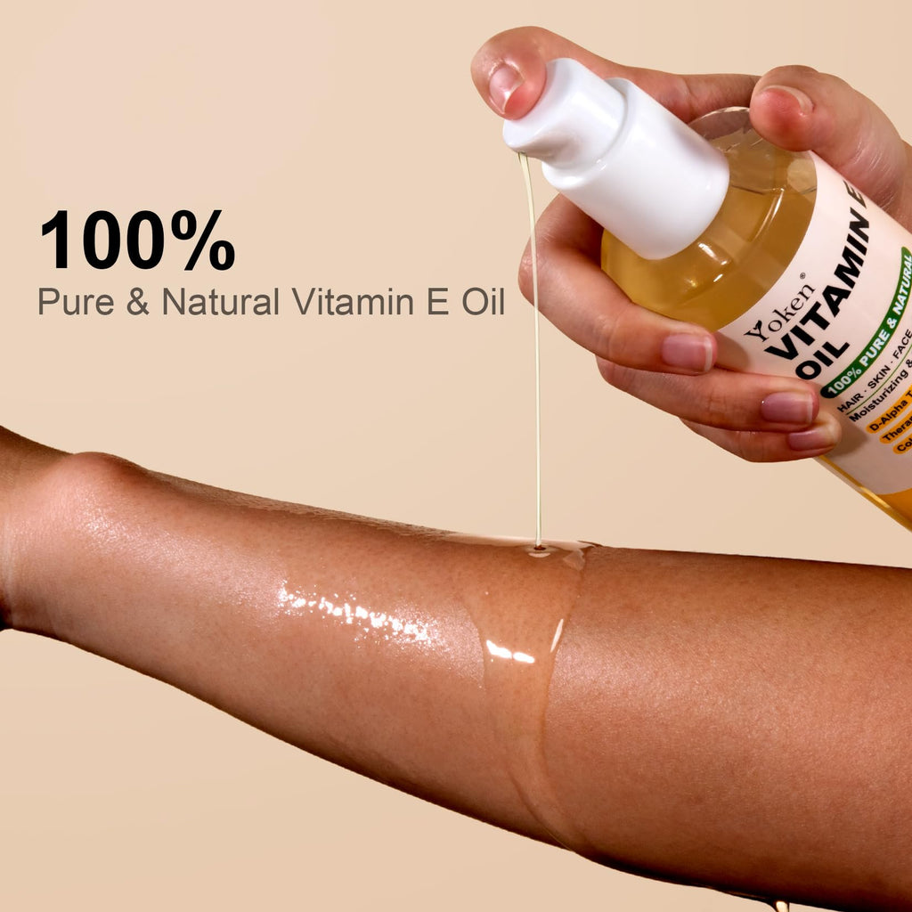 Yoken Vitamin E Oil 8 Oz Vitamin E oil for Skin Vitamine oils for Face Perfect Bath and Body Oil Cold Pressed Hexane