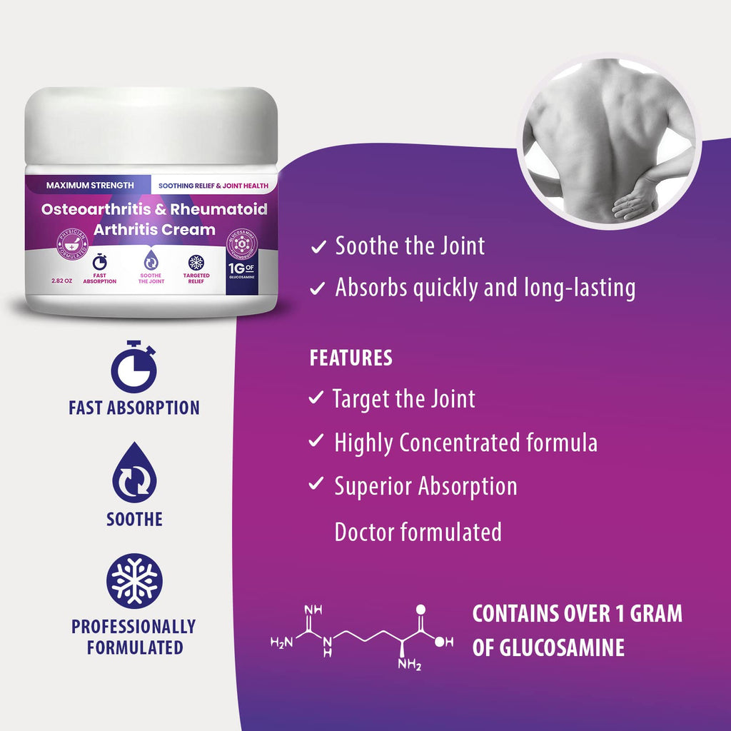 Osteoarthritis And Rhematoid Arthritis Cream By PMT – Soothing Relief For Your Knees and Hands. Includes 1 Gram Of Glucosamine; Arnica, Arginine, Glucosamine, Aloe - Cooling relief for Hands and Knees M PAIN MANAGEMENT TECHNOLOGIES Au supplements