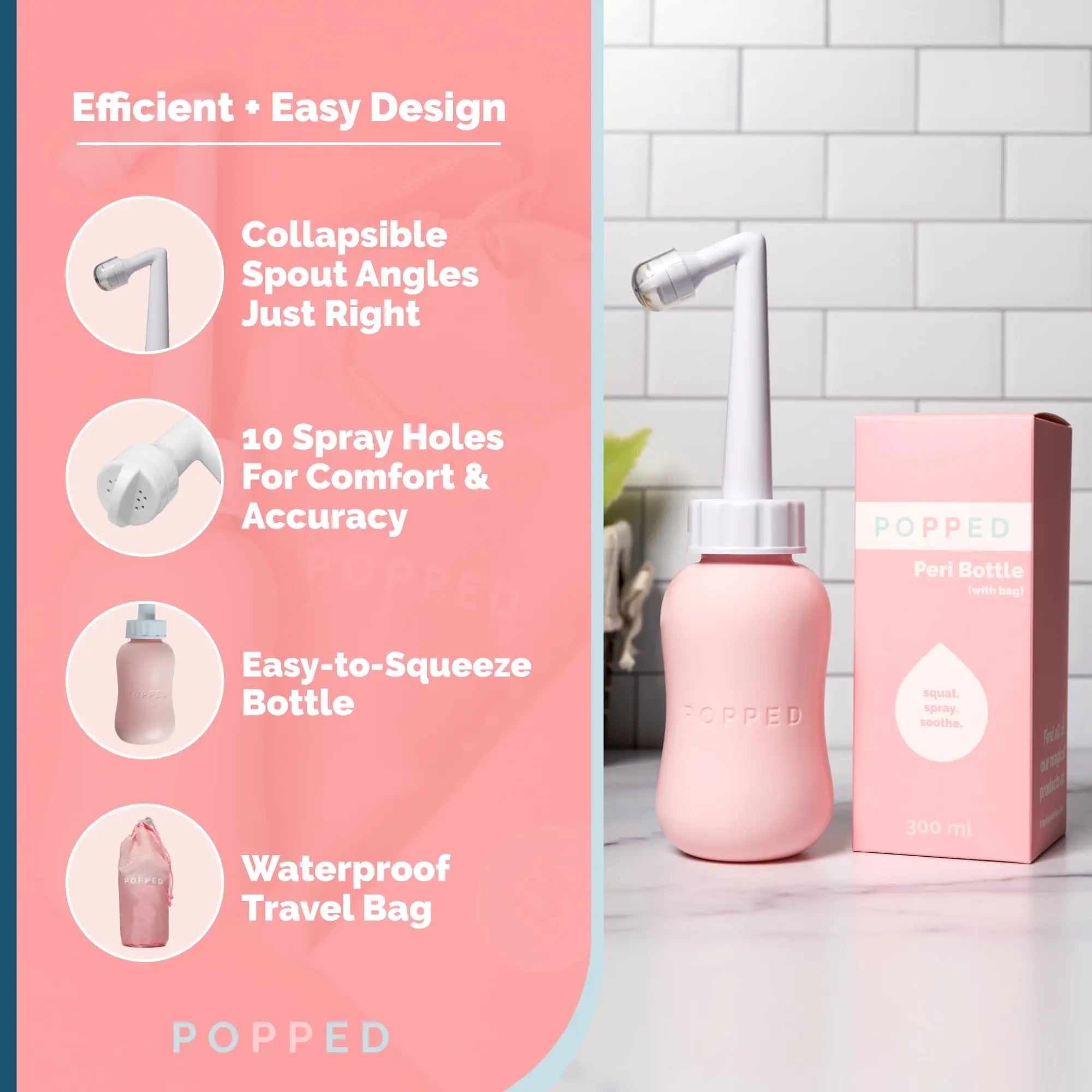 Popped Peri Bottle for Postpartum Care | Portable Bidet | Spray Bottle for Pain Relief, Tears POPPED Au supplements