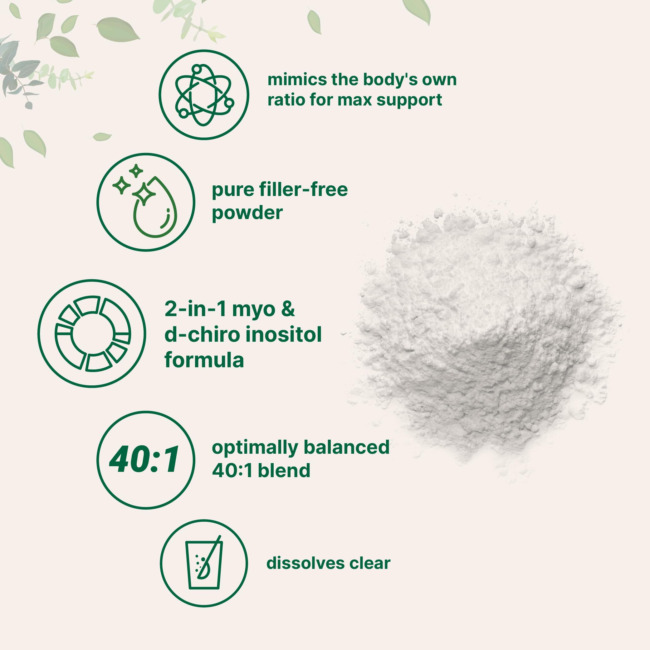 Micro Ingredients Myo-Inositol & D-Chiro Inositol Powder, 1lb (221 Servings) | 40:1 Ideal Ratio Inositol Supplement for Women | Supports Hormonal Balance