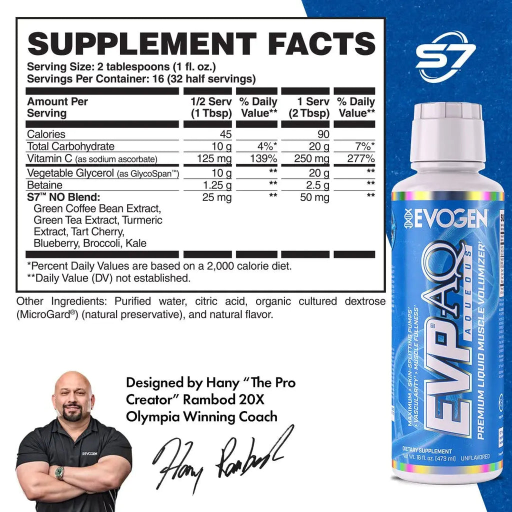 Evogen EVP AQ Unflavored | Premium Liquid Glycerol, Betaine anhydrous, S7, Sodium Evogen Au supplements