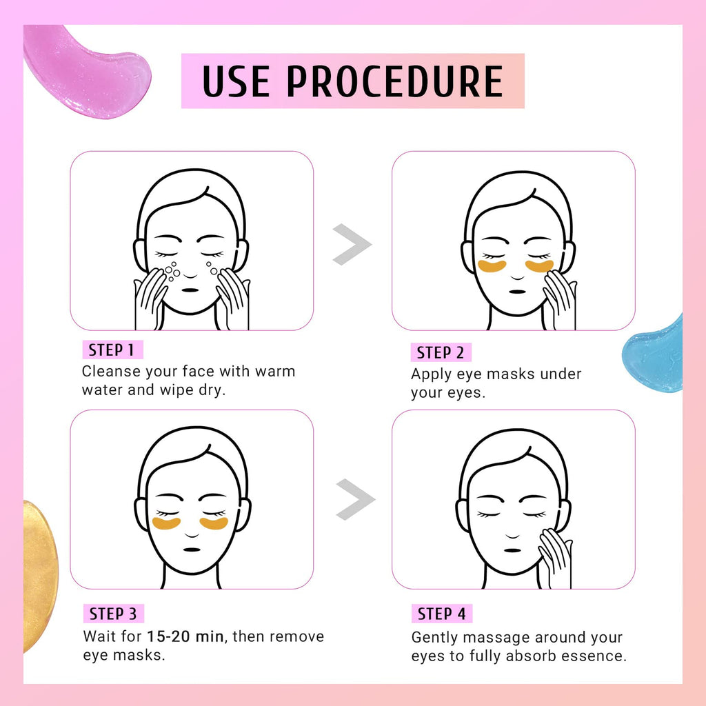 PEAUAMIE Under Eye Patches Gold and Hyaluronic Acid for puffy eyes,Rose Eye Masks