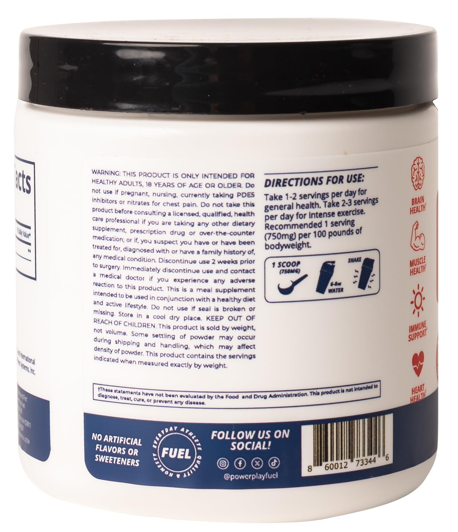 CREATINE HCl Powder for Men and Women, Muscle Strength, Brain Performance, Heart Health & Immune Support - Raw Tart Taste, 90 Servings POWER PLAY FUEL Au supplements
