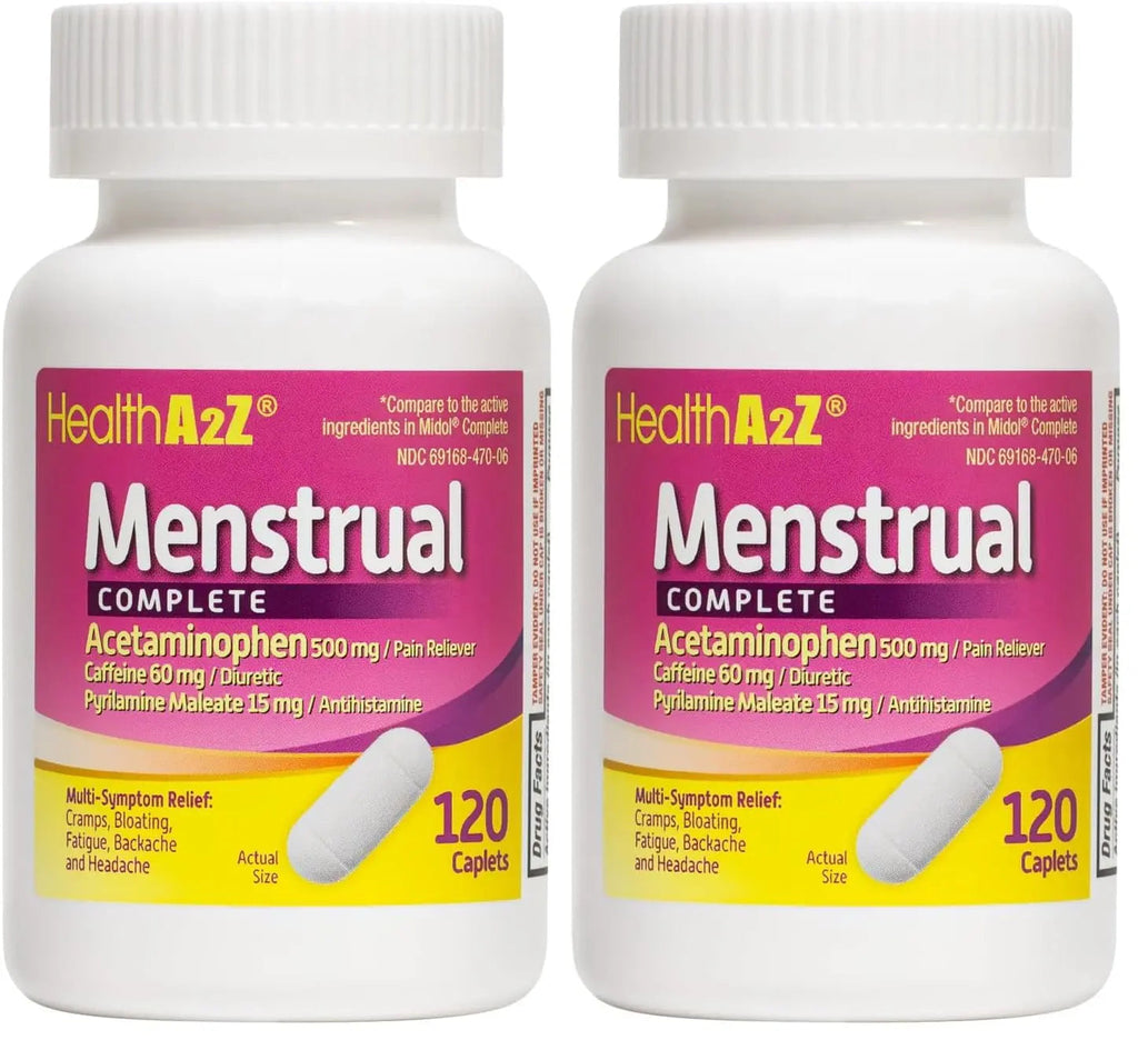 HealthA2Z® Menstrual Complete Pain Relief Tablets | Relieves Cramps, Bloating, Fatigue, Backache & Headache (120 Counts) (Pack of 2) HealthA2Z Au supplements