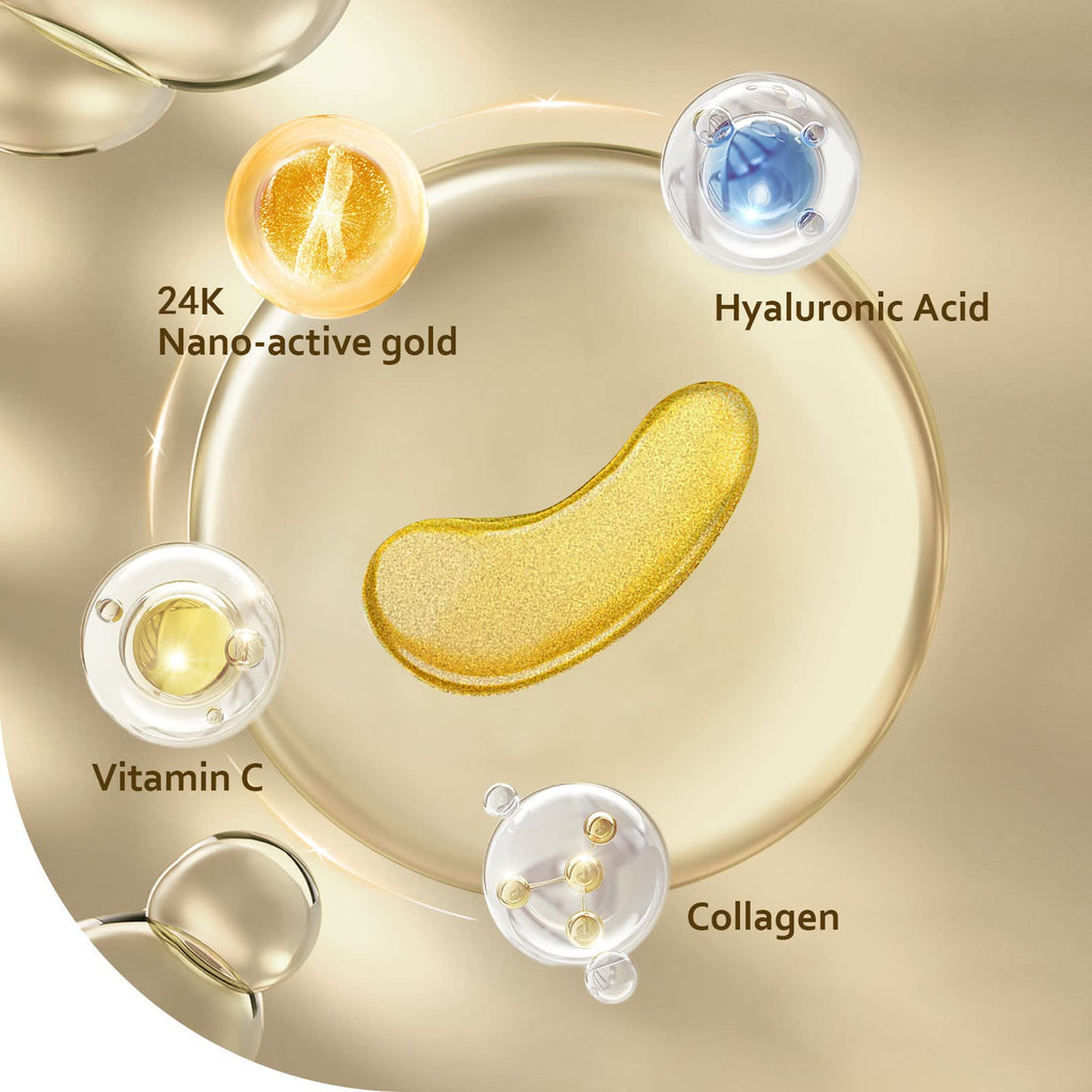 Taimand Under Eye Patches (30 Pairs), 24K Gold Under Eye Mask for Puffy Eyes, Dark Circles,Bags and Wrinkles with Collagen