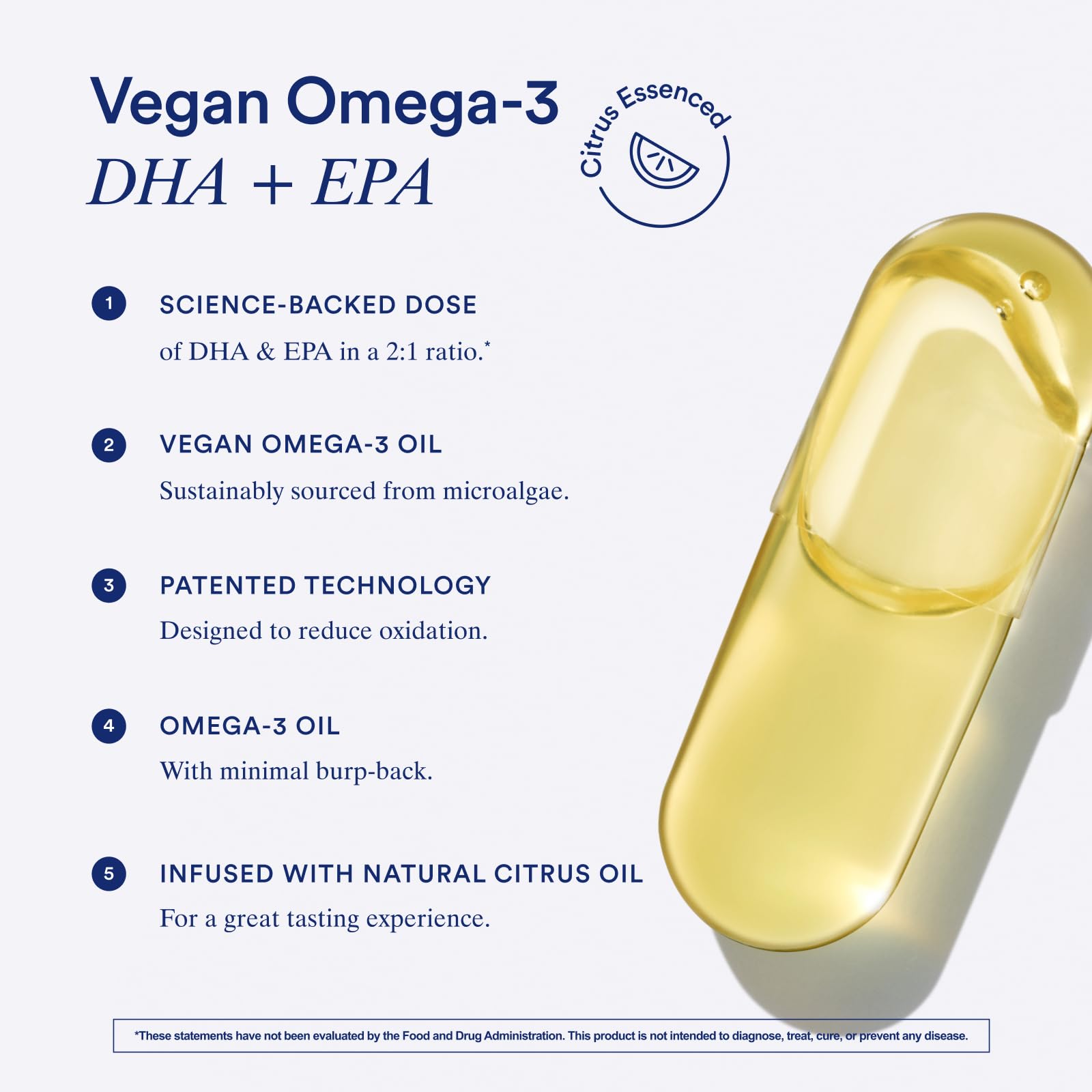 Ritual Vegan Omega 3 Supplement - Science-Backed Dose of DHA and EPA - Bioavailable Omega-3 from Algae Oil - Brain, Heart, and Eye Health Support