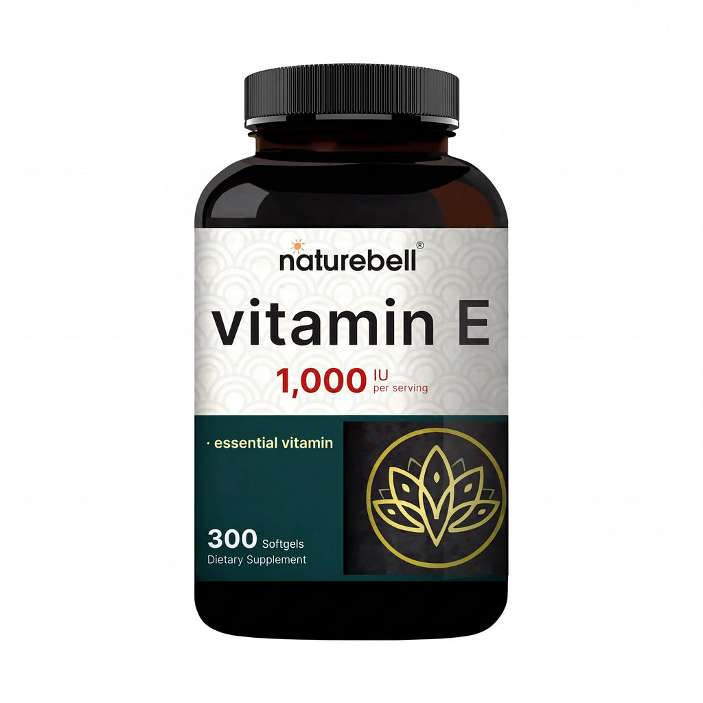 NatureBell Vitamin E 1,000 IU Per Serving - 300 Softgels - Antioxidant Supplement for Skin, Heart & Brain Health Support