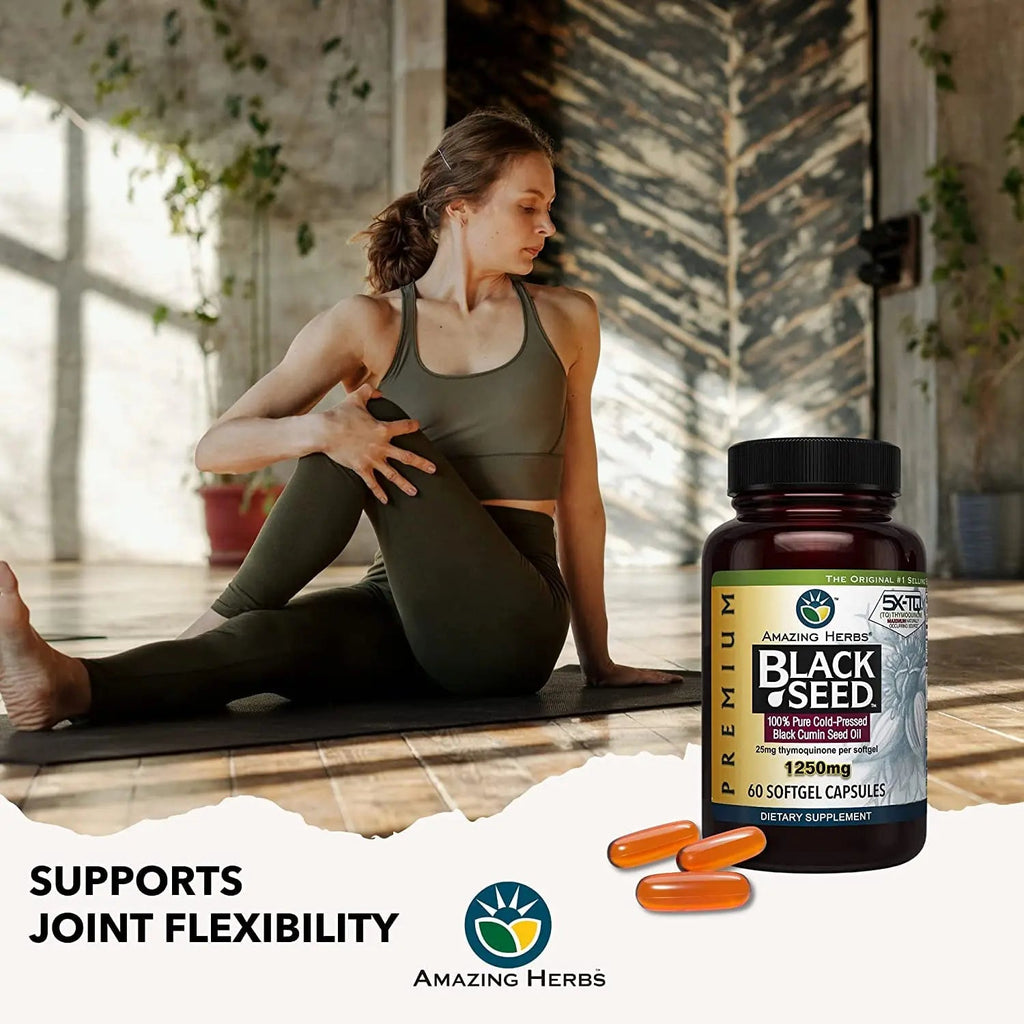 Amazing Herbs Premium Black Seed Oil Capsules - High Potency, Cold Pressed Nigella Amazing Herbs Au supplements