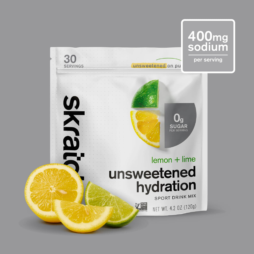 Skratch Labs Unsweetened Hydration Sport Drink Mix | Sugar Free | Electrolytes Booster | Lemon + Lime - 30 Servings | Non-GMO