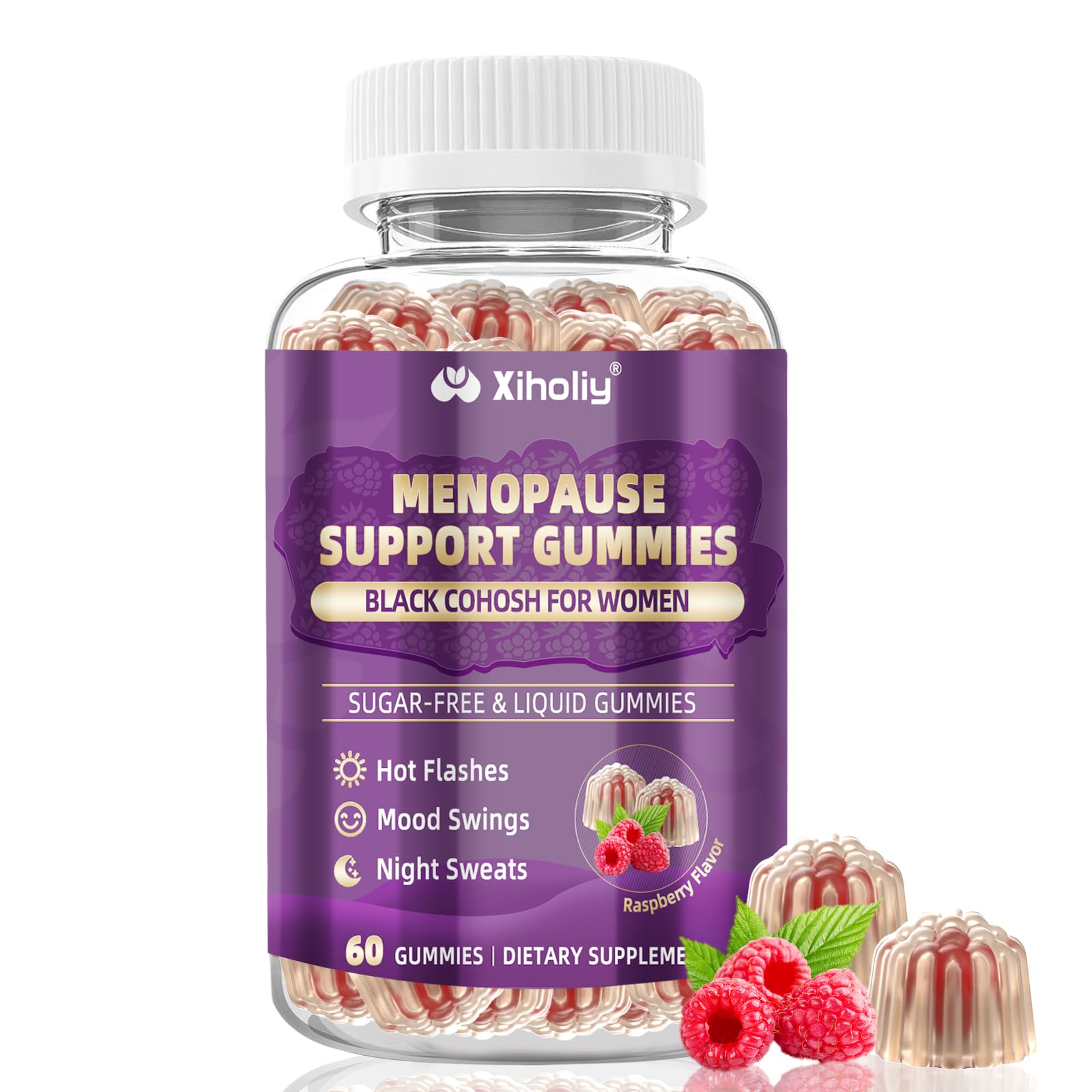 Menopause Supplements for Women with Black Cohosh, Menopause Relief Sugar Free Gummies for Hot Flashes, Natural Female Hormone Balance & Ashwagandha, Magnesium for Night Sweats, Mood Swings, 60 Count XIHOLIY Au supplements
