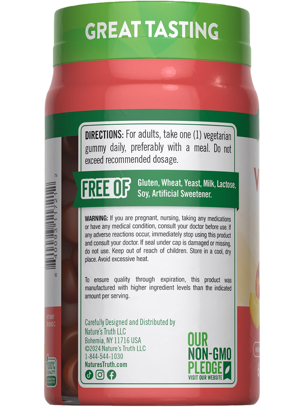Nature's Truth Vitamin D3 Gummies | 5000 IU | 60 Count | Peach Flavor | Vegetarian, Non-GMO & Gluten Free Supplement