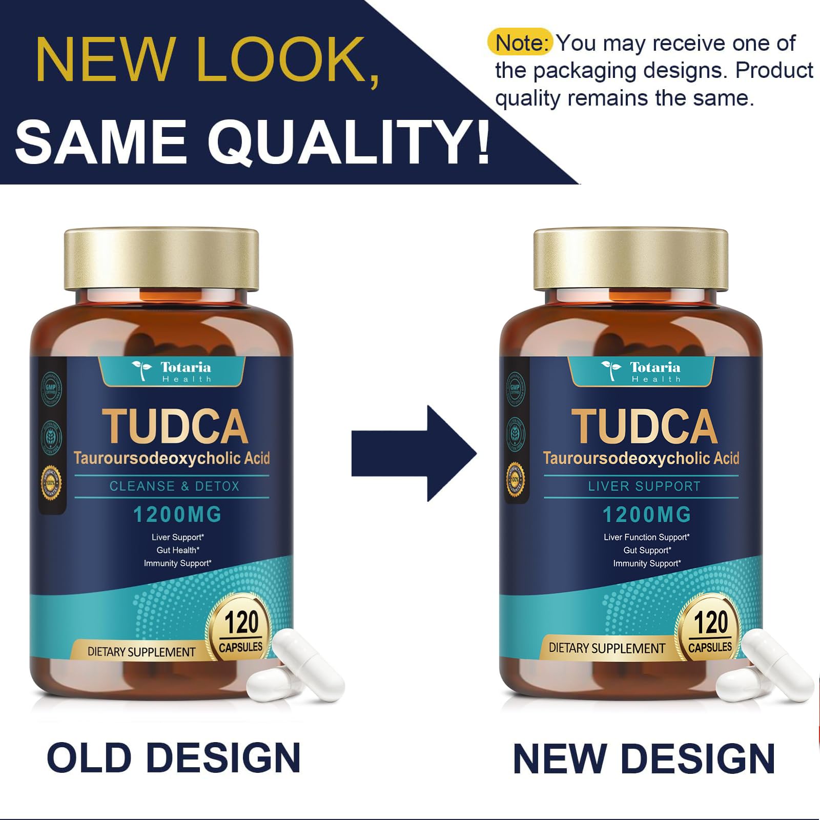 Totaria TUDCA Bile Salts 1200mg (Tauroursodeoxycholic Acid), 120 Capsules, Ultra Strength Pure TUDCA Liver Supplements