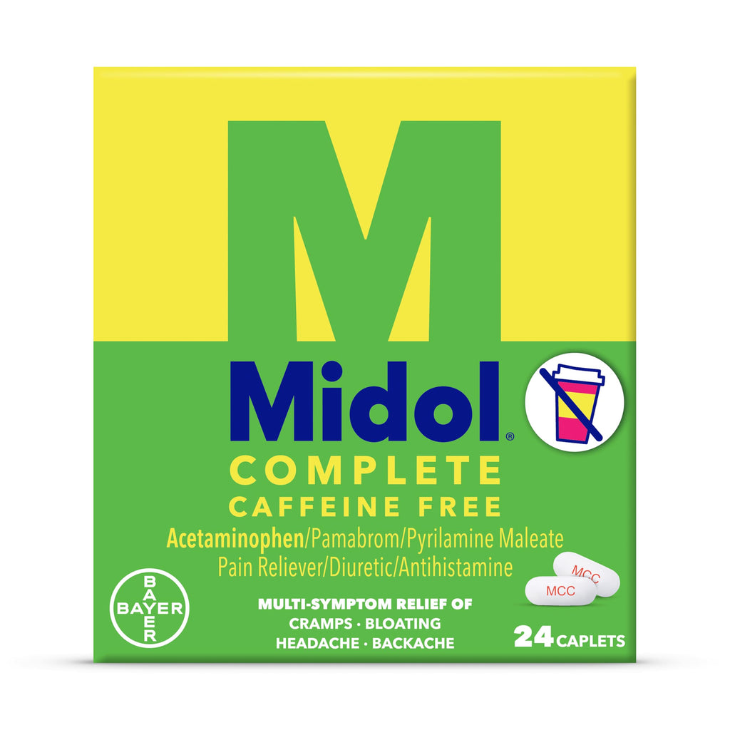 Midol Complete Caffeine Free Caplets 24ct: Midol Complete Caffeine Free Menstrual Pain Relief Caplets with Acetaminophen, Provides Headache Relief and Period Cramps Relief, 24 Count Midol Au supplements