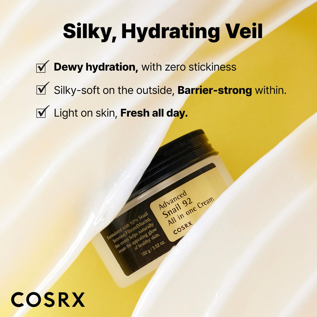 COSRX Snail Mucin 92% Face Moisturizer, 3.52 Oz, Lightweight Moisturing Cream for Soft