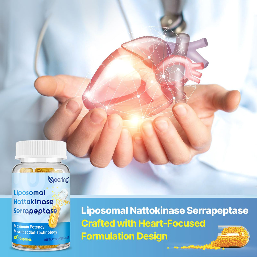 Liposomal Nattokinase 12,000 FU Serrapeptase 360,000 SPU Enzyme Supplement - Enriched with Synergistic Enzymes and Nutrient Blend & Inulin for Circulatory