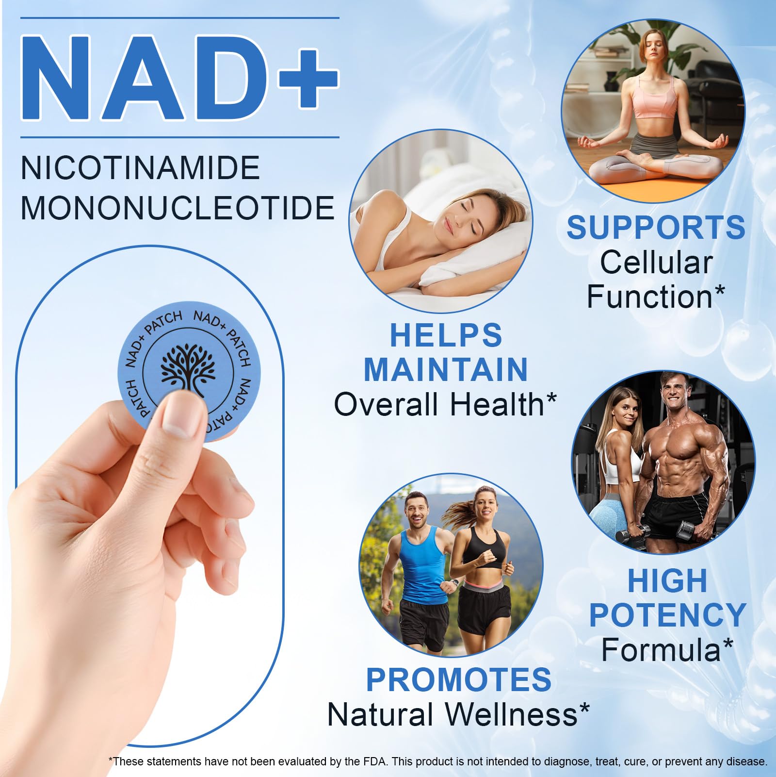 NAD Patches for Women & Men,One-Stop Solution for Skin and Wellness Support | NMNH, Resveratrol, Hyaluronic Acid, Vitamin C, & Coq10 l Premium 8-Hour Time-Release Patch for Enhanced Absorption MAYPJHEH Au supplements