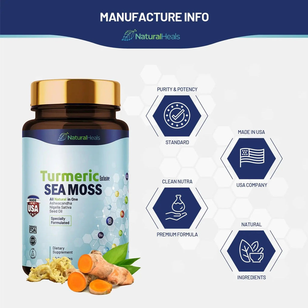 Natural Heals Sea Moss 3000mg: Black Seed Oil 2000mg Ashwagandha 1000mg Turmeric Natural Heals Au supplements