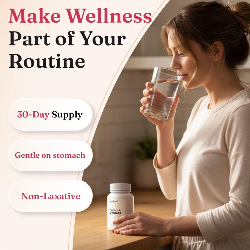 Nourished Natural Health Detox + Debloat - Detox Cleanse and Bloating Relief for Women - Liver and Digestive Support with Milk Thistle, Dandelion, Fennel & Turmeric