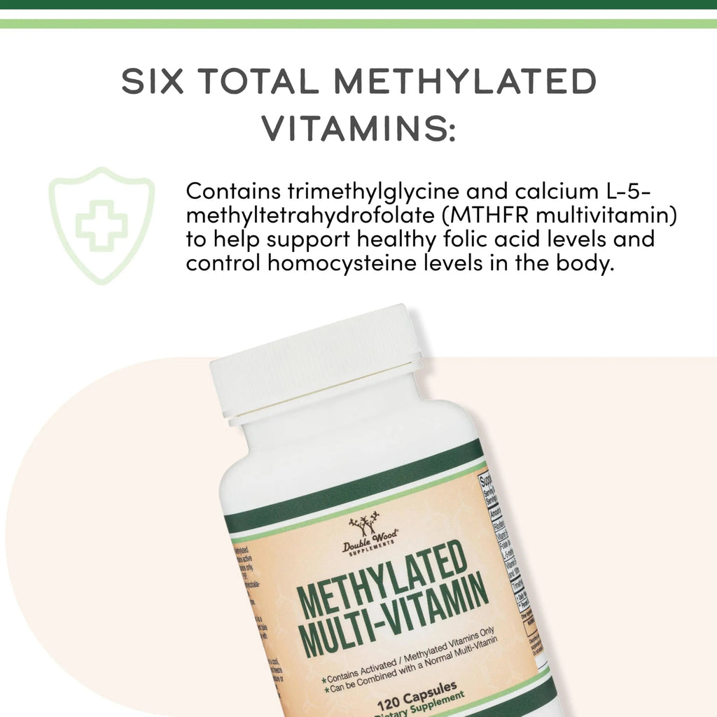 Methylated Multivitamin (Methylated and Activated Vitamins Only - Methylated B Complex with Trimethylglycine Double Wood Supplements Au supplements